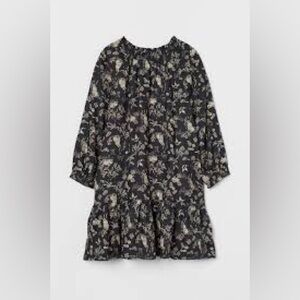H&M Black and Cream Floral girls dress